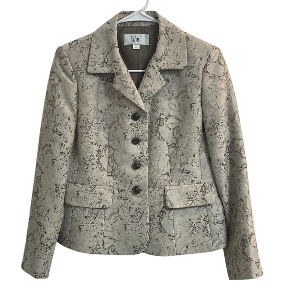 Le Suit Petite Blazer - Elegant Neutral Pattern Size Women’s 8 Petite - Floral